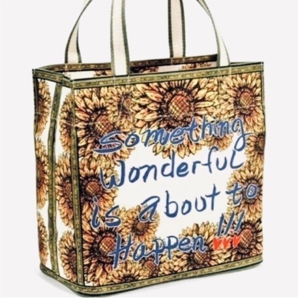 NWT BRIGHTON “Something Wonderful Is About To Happen Live Canvas Sunflower Tote - Picture 9 of 16